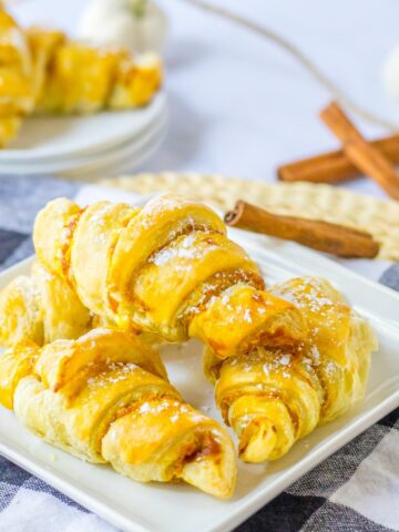 Pumpkin Puff Pastries served on a square plate