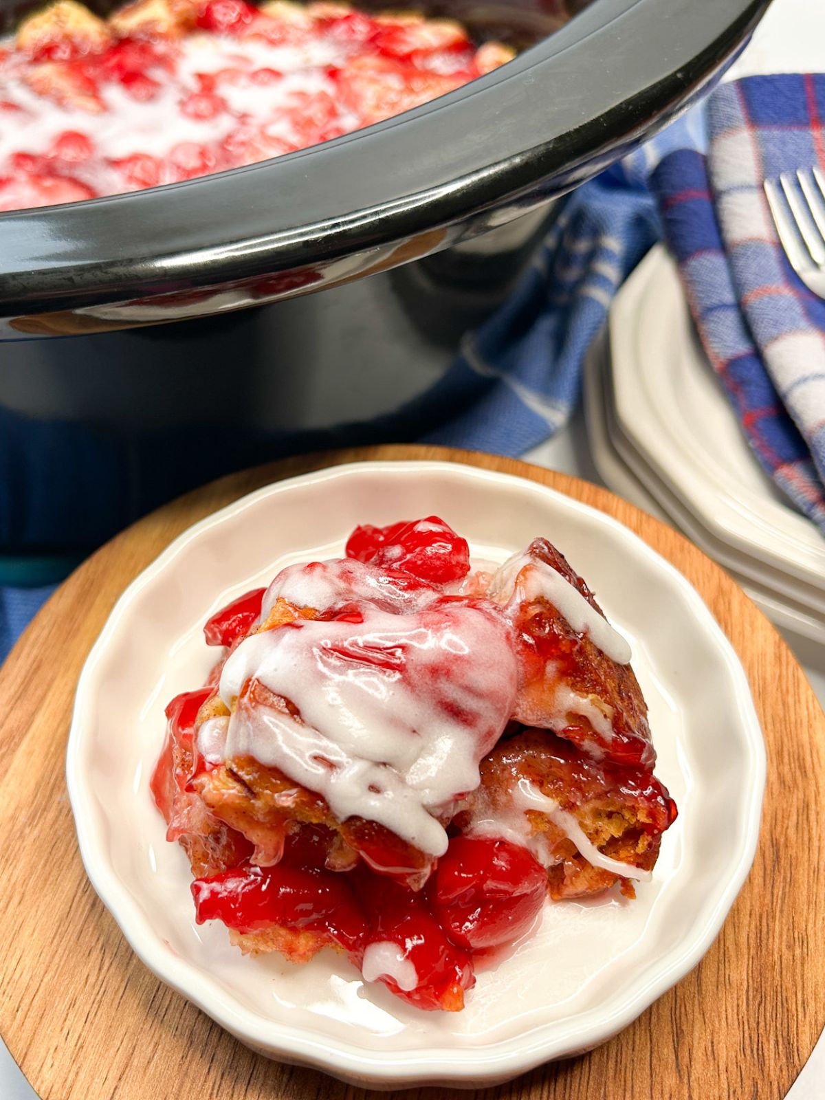 Crock Pot Cinnamon Rolls with Cherry Pie Filling