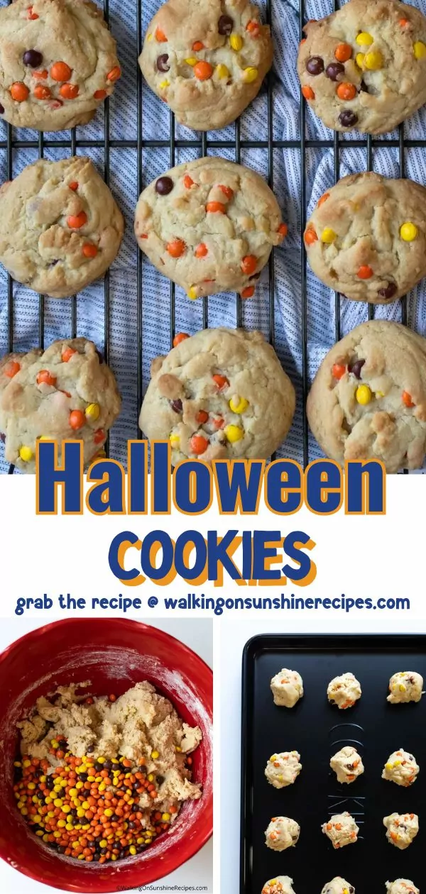 3 photo collage of Halloween cookies.