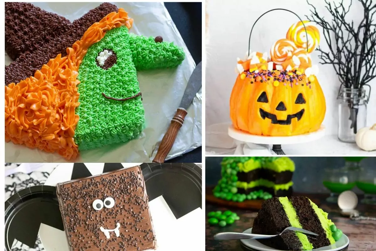 4 different cakes perfect for Halloween.