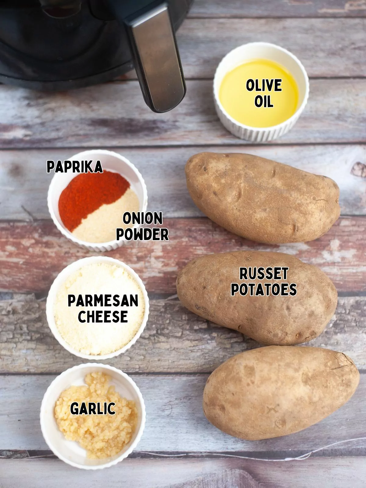 Ingredients for Air Fryer Potato Wedges