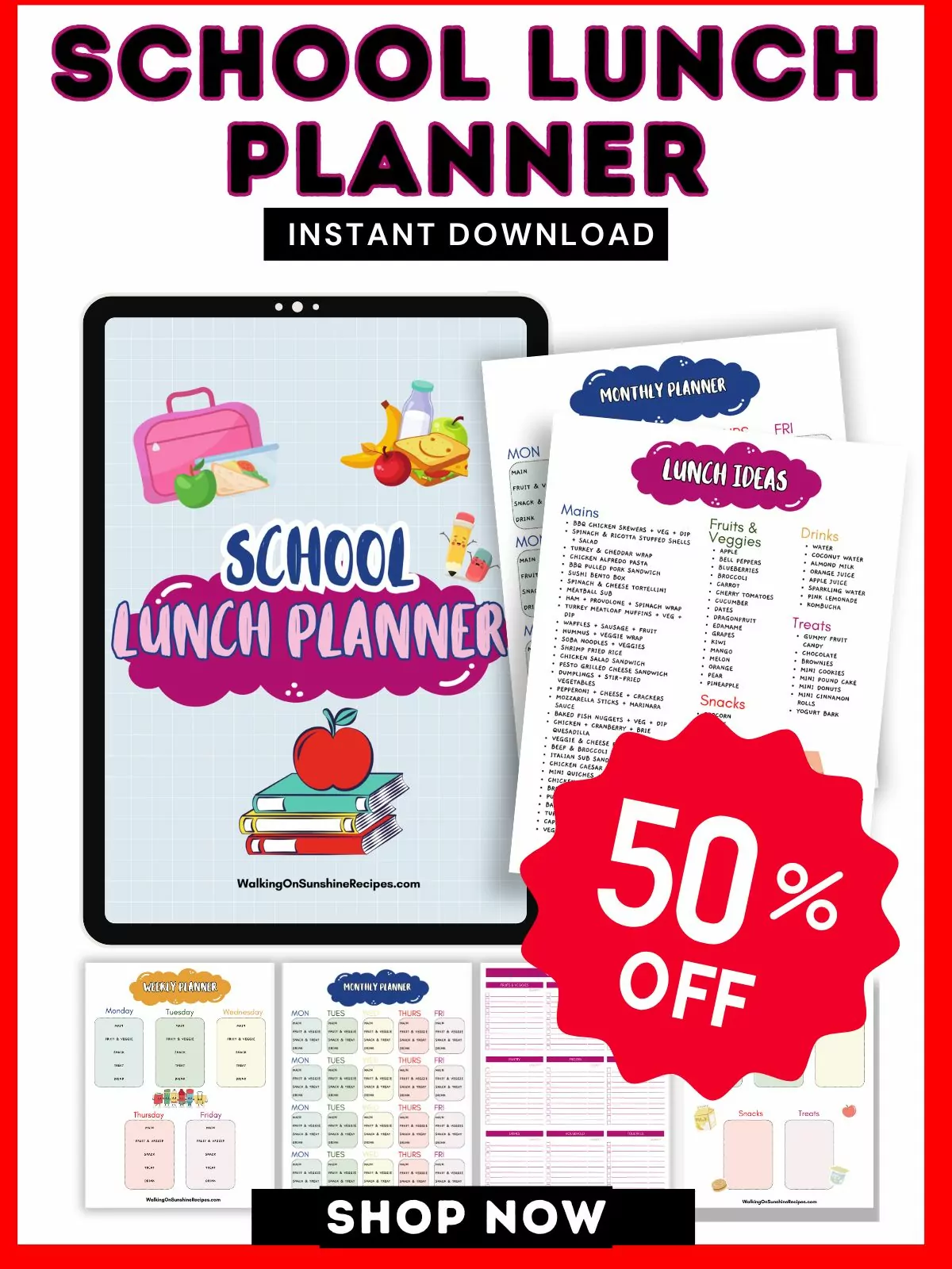 School Lunch Planner 2024.