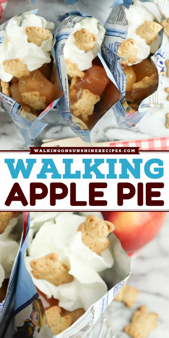 a fun ready to go Walking Apple Pie with graham cracker cookies.