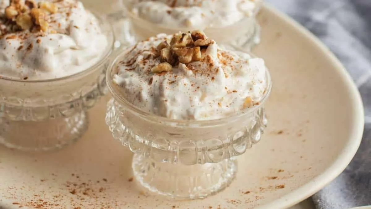 parfait dishes with fluffy apple mousse.