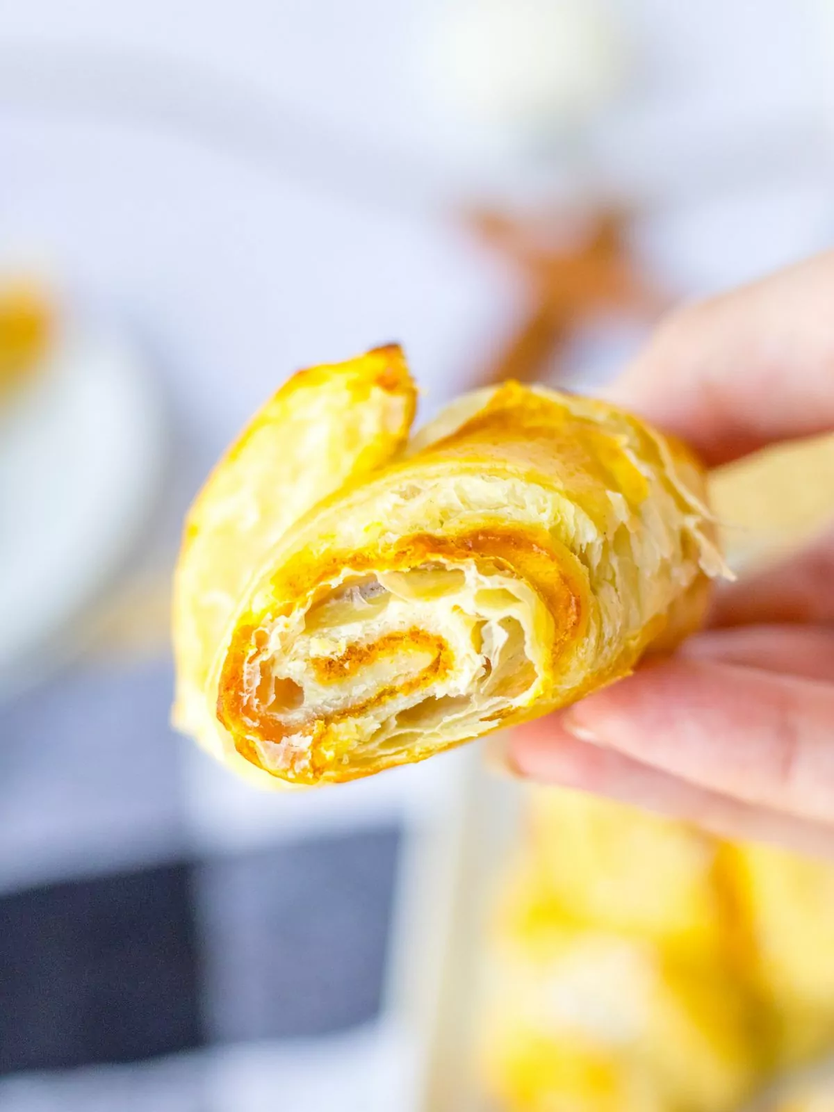 close up of the inside of Pumpkin Puff Pastry