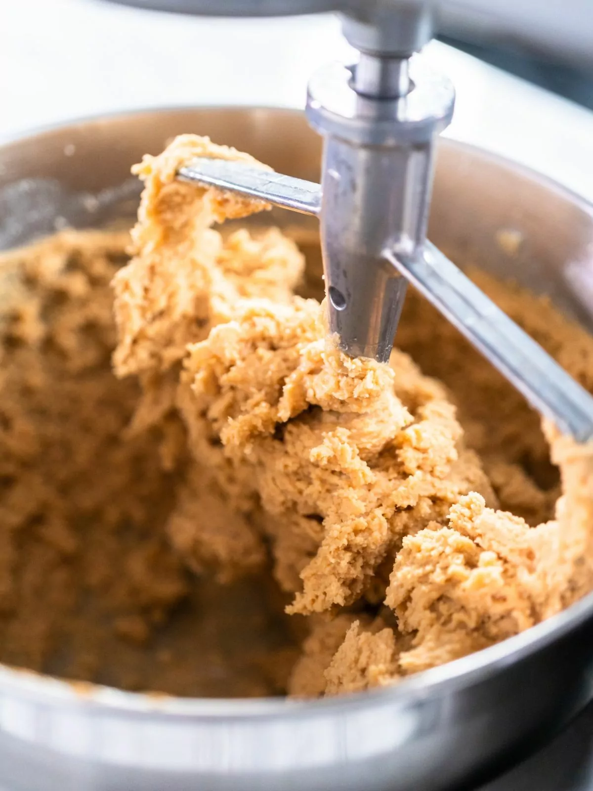 cookie batter from cake mix in mixing bowl.