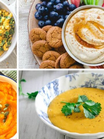 4 different savory pumpkin recipes.