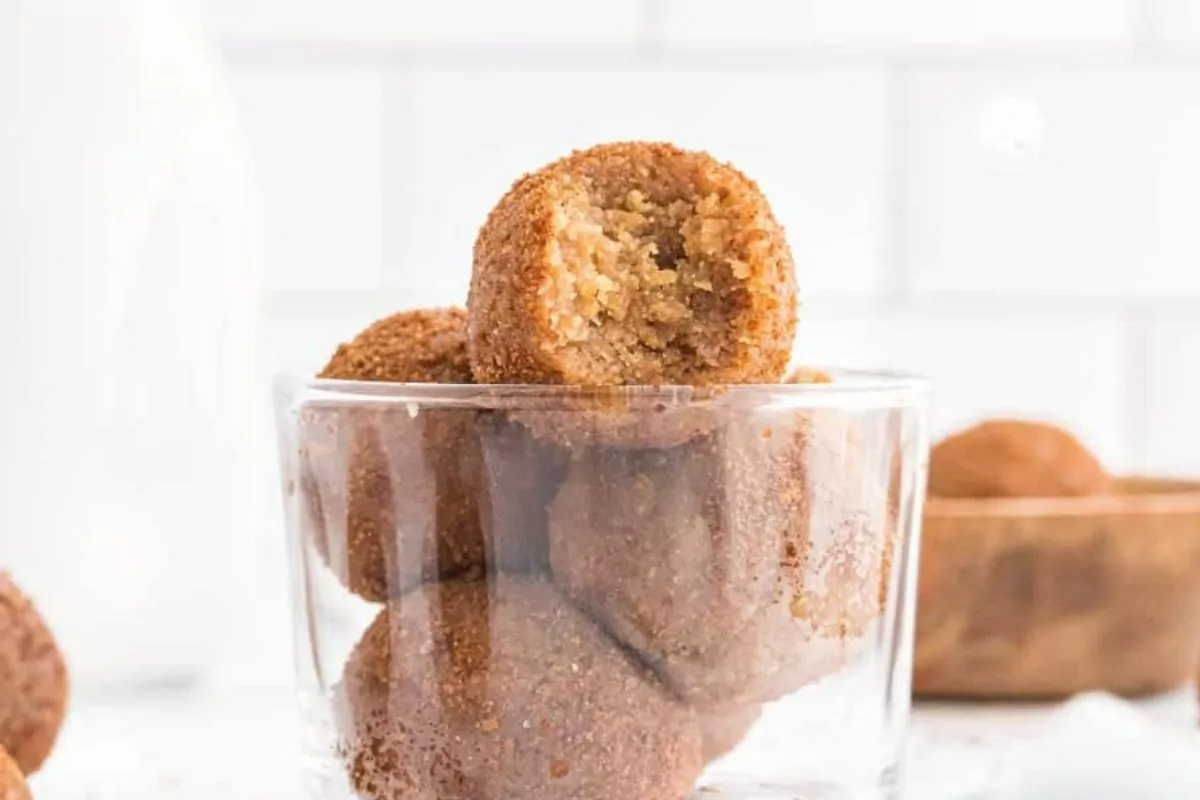 a small glass of bite size snickerdoodle