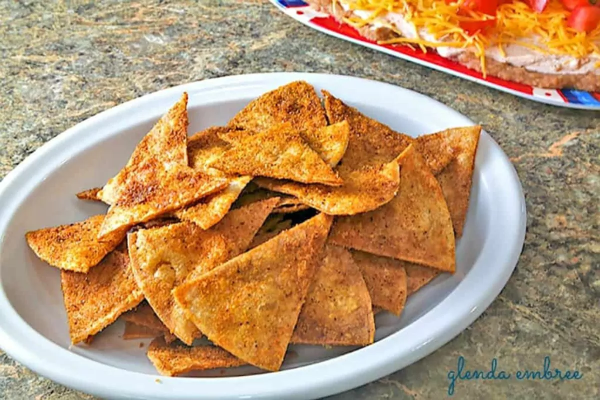 a homemade taco chips on a plate