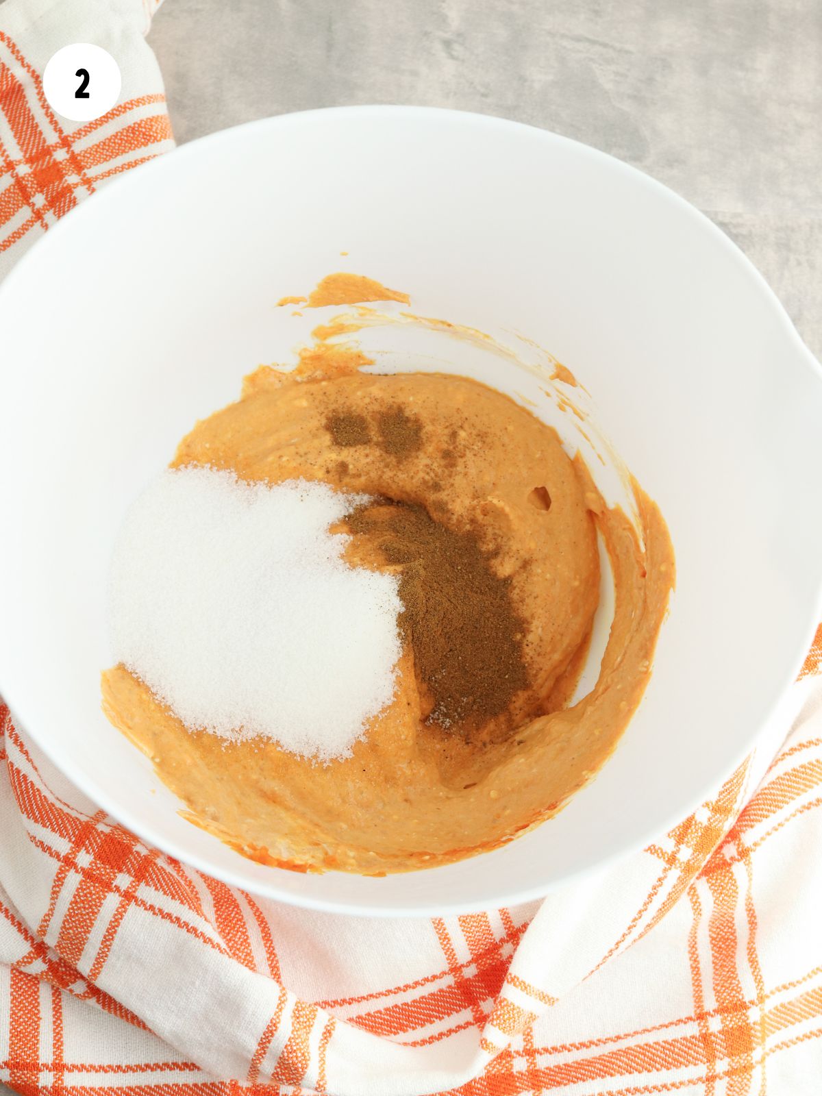 Sugar and pumpkin pie spice added to the pumpkin cream cheese mixture