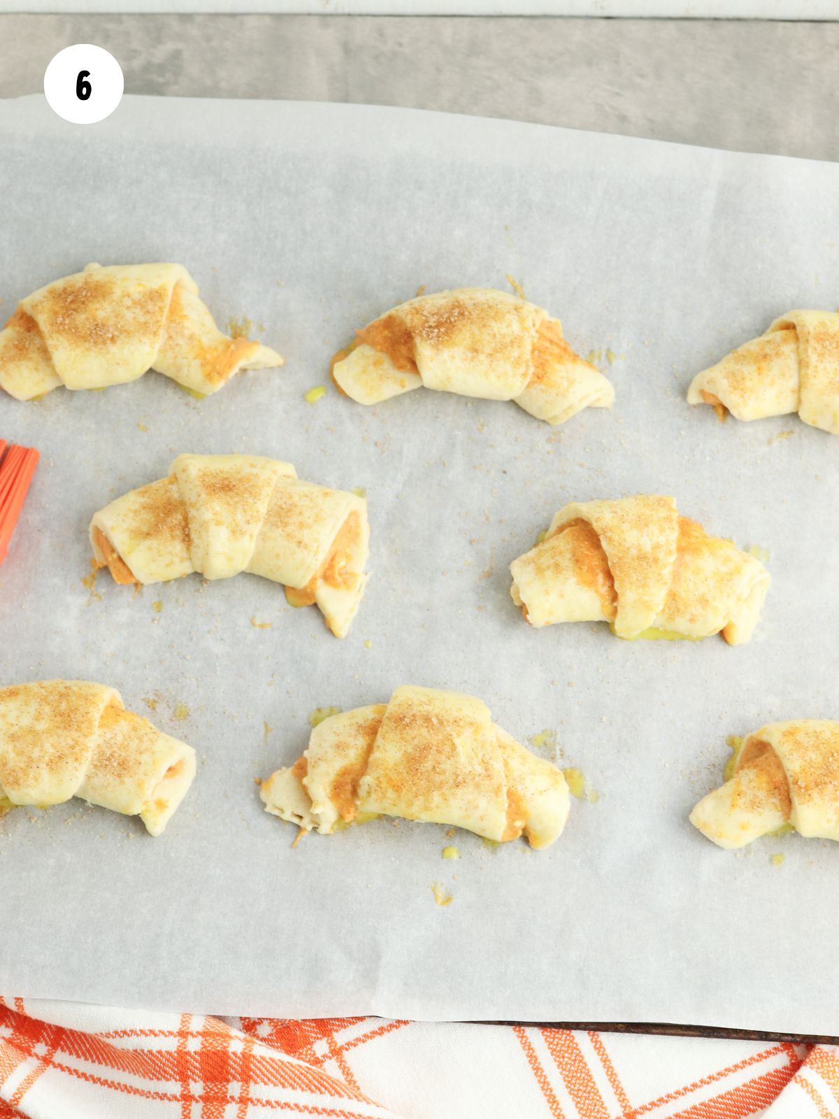 cinnamon sugar sprinkled on top of each crescent