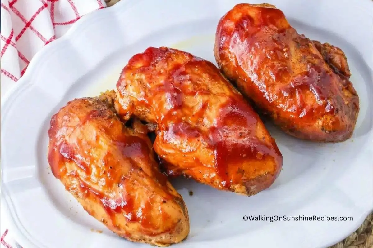 three chicken breasts in a plate