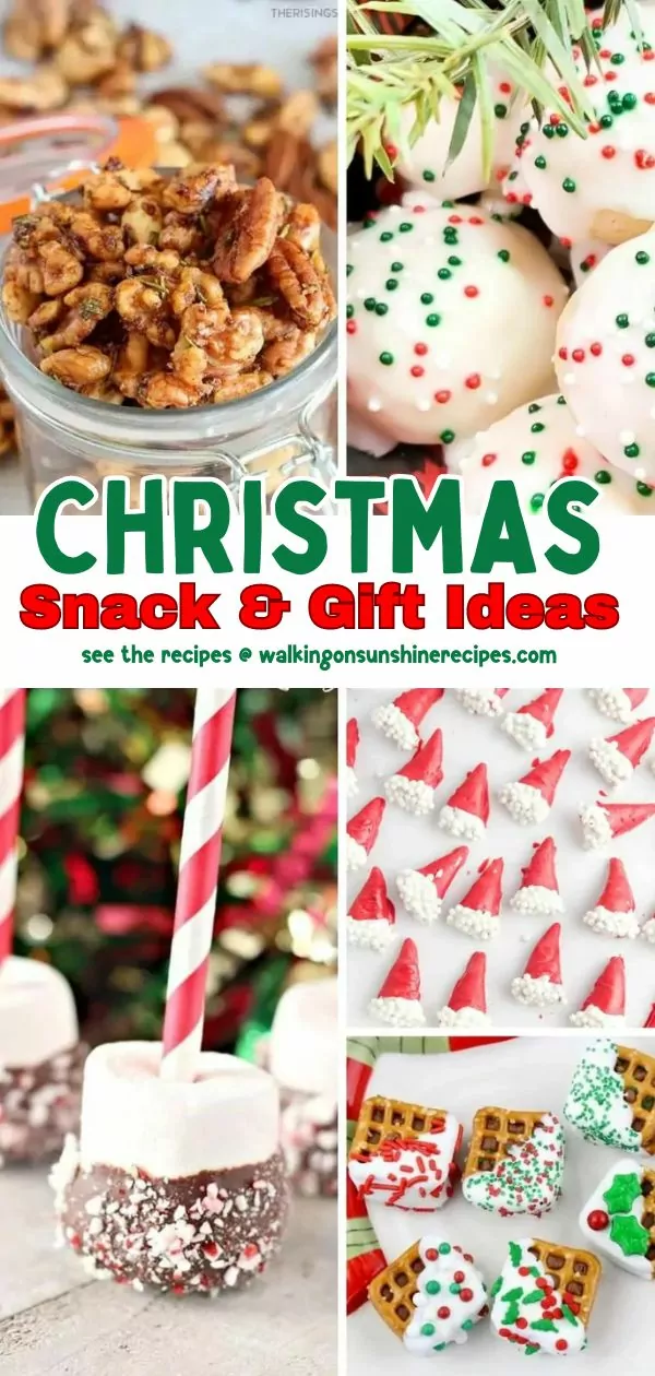 collage of different snacks you can give as gifts for Christmas.