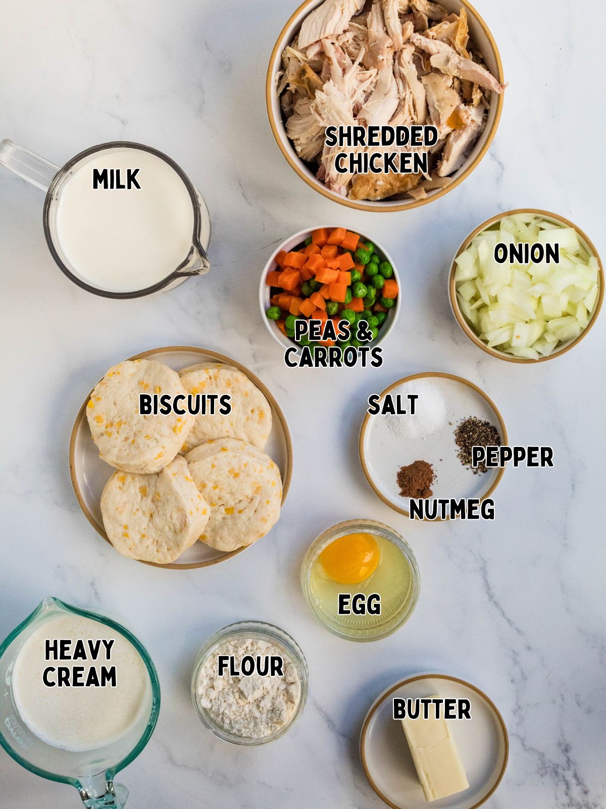 Ingredients for Chicken Pot Pie with Biscuits