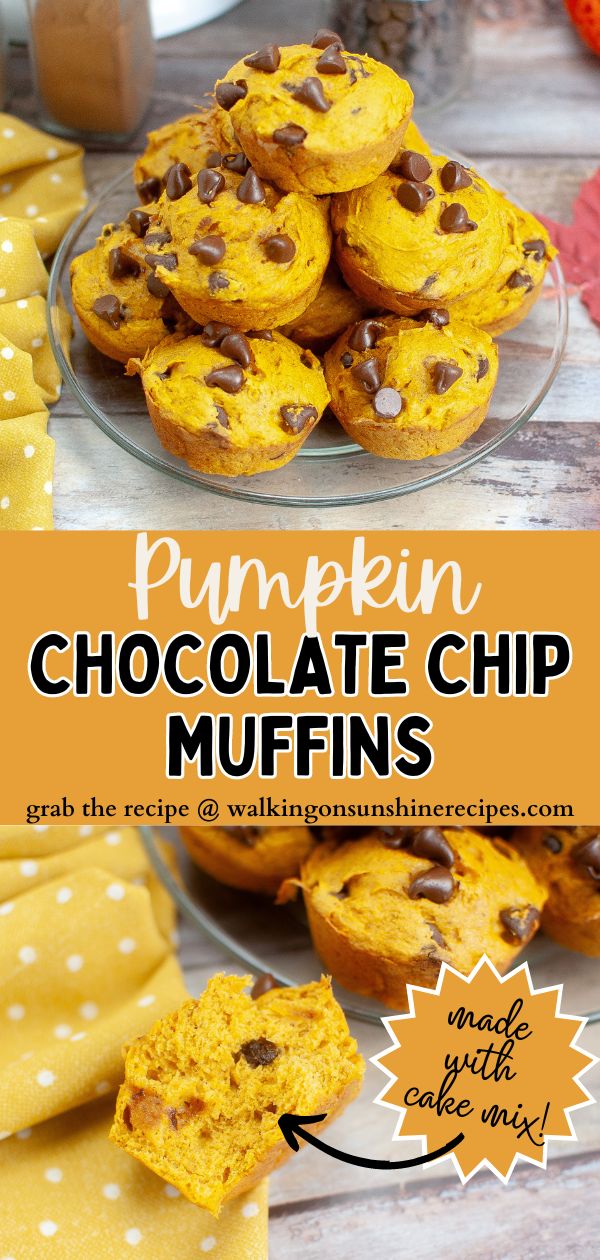 Pumpkin Chocolate Chip Muffins with Cake Mix Pin