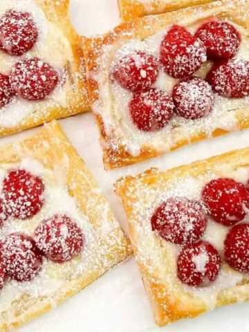 Raspberry cream cheese puff pastry squares