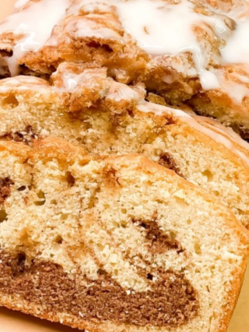 A cinnamon roll loaf cake.