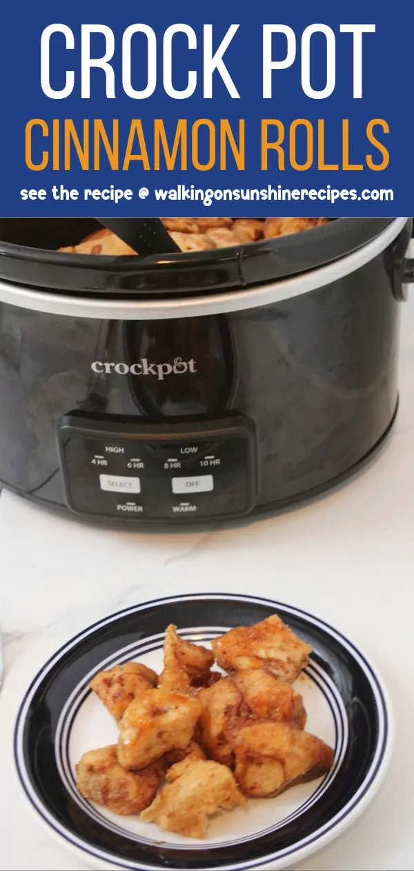 plate of cinnamon rolls cooked in crock pot.