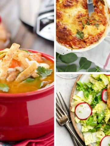 3 different crock pot recipes, soup, chicken and pasta.