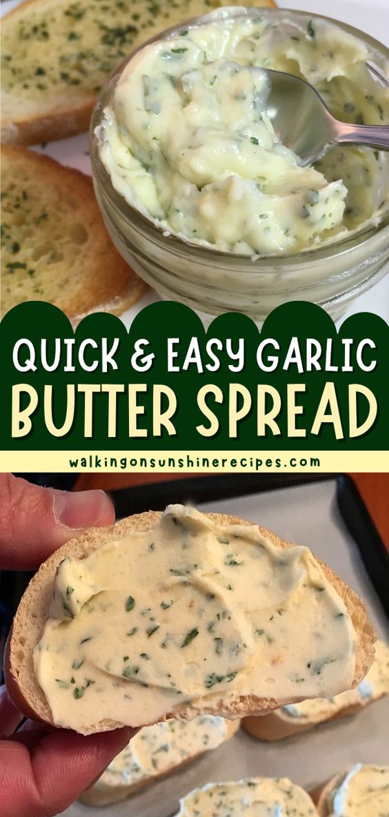 garlic butter in mason jar and on a piece of bread.