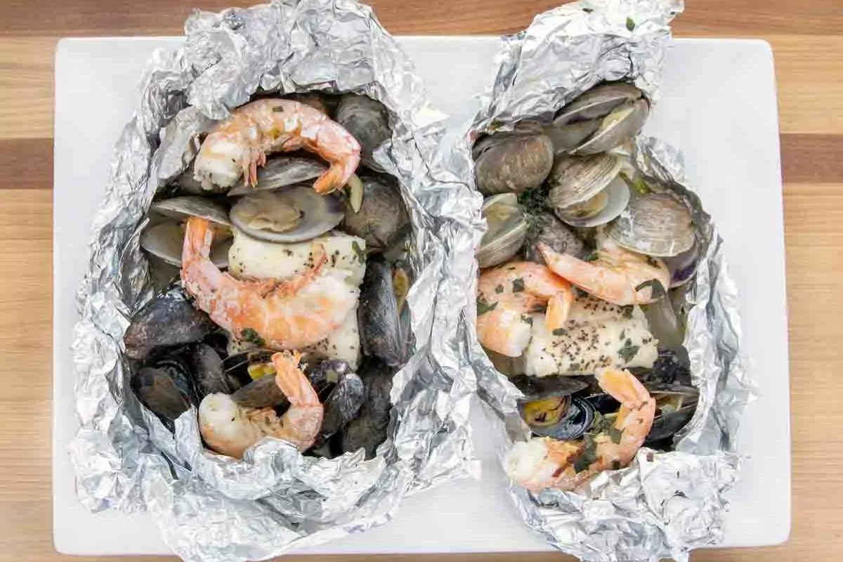 foil pack seafood clams shrimpand fish