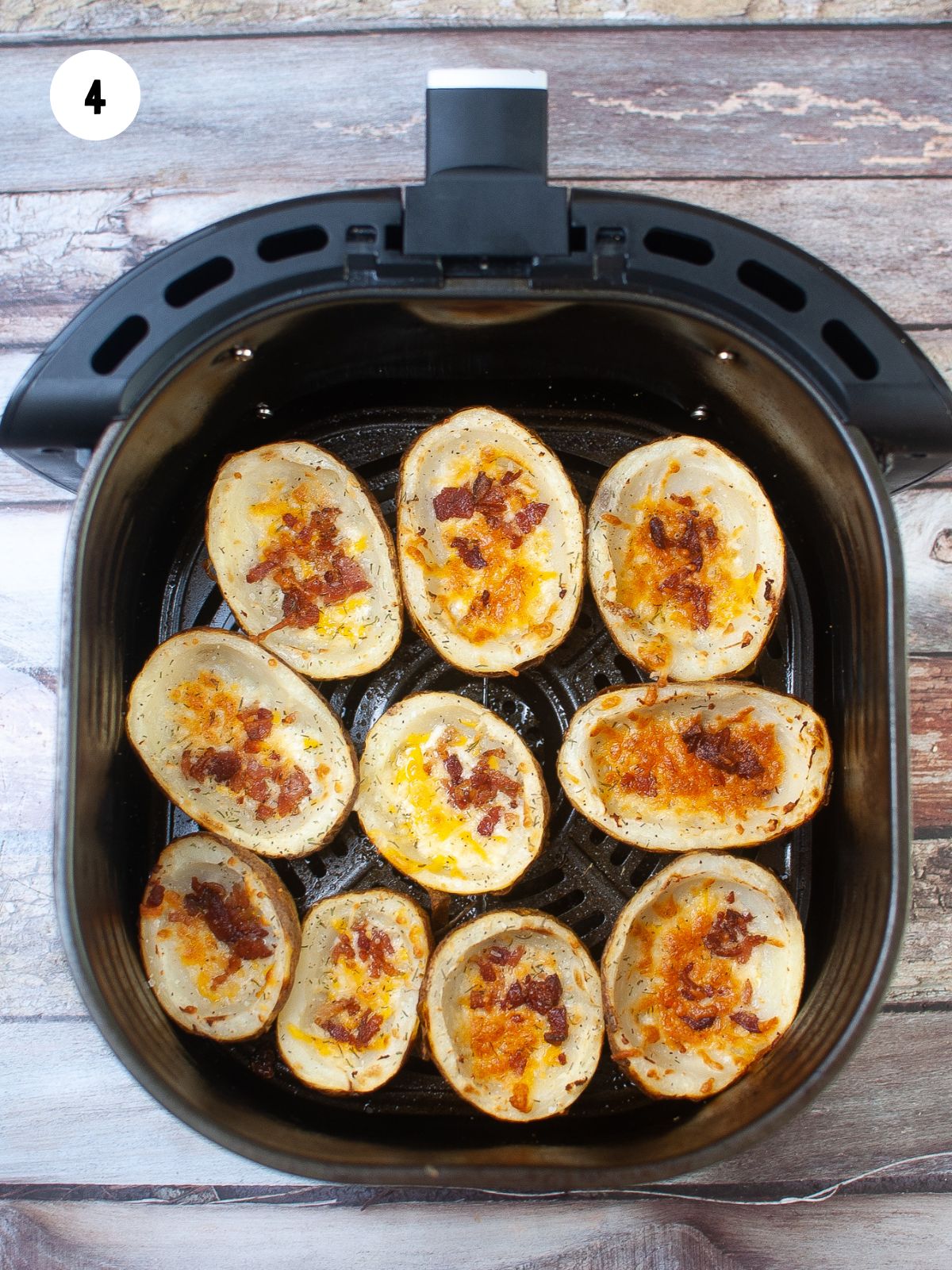 potato skins cooked in the air fryer basket