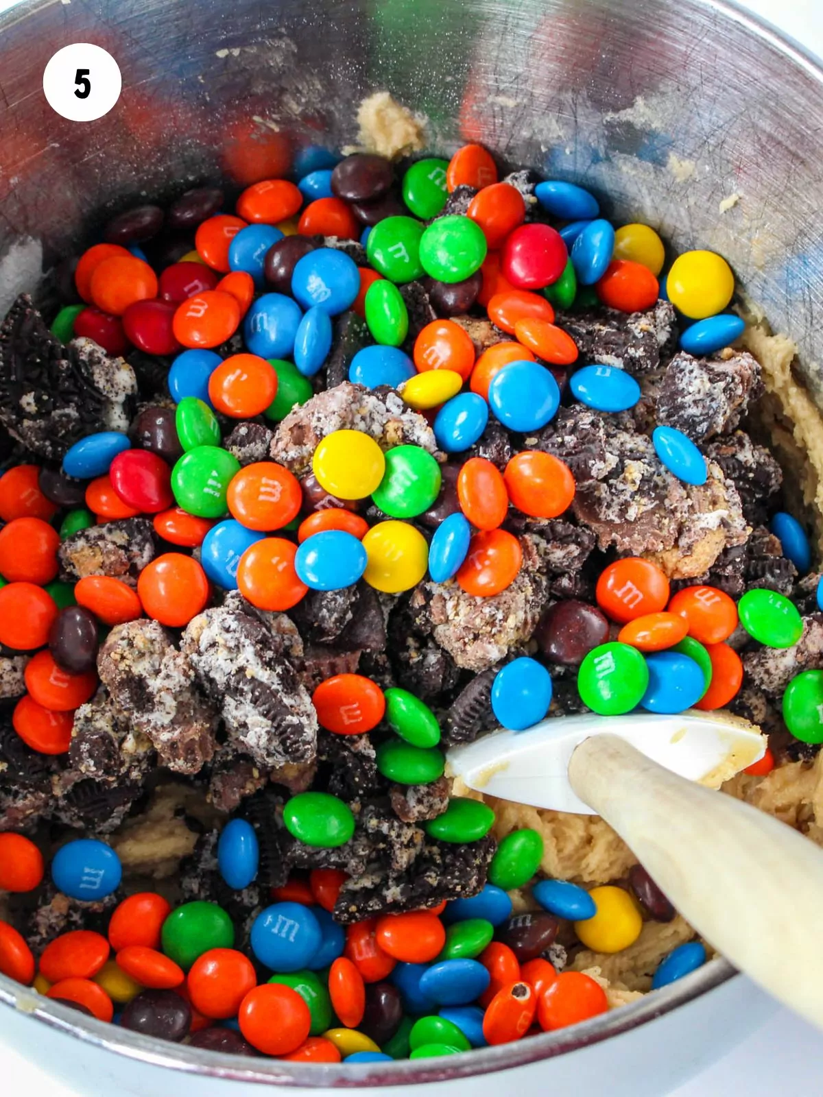 M&M's, crushed Oreos, peanut butter cups added to cookie dough