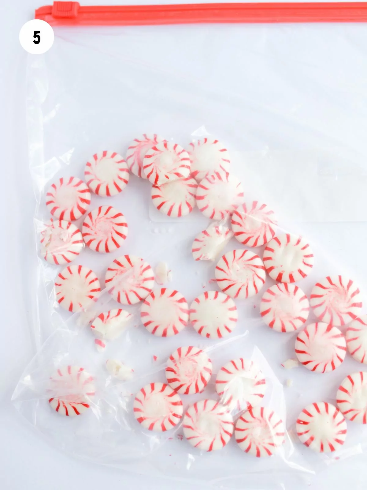 peppermints in a plastic bag to be crushed