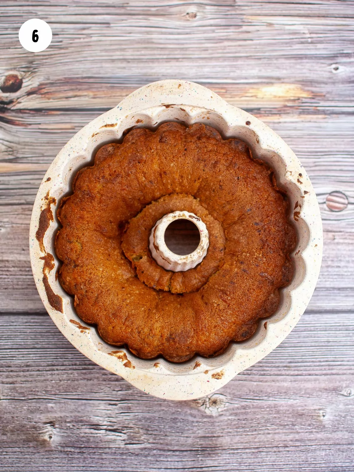 baked coffee cake in a bundt pan