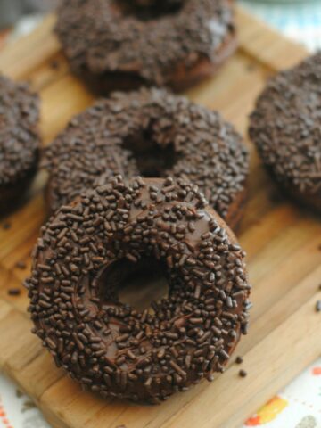 chocolate donut with sprinkles.