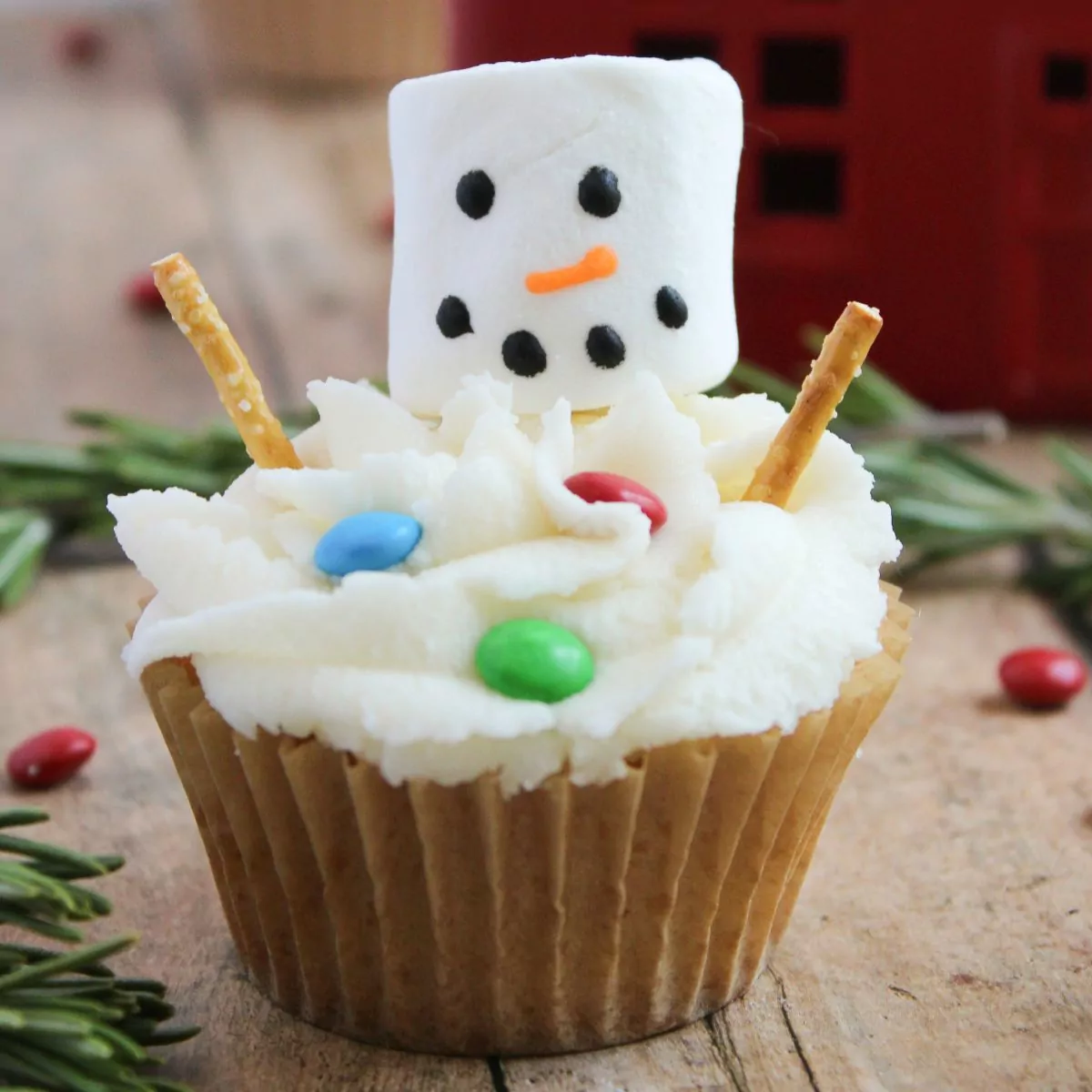 Melting Snowman Cupcake