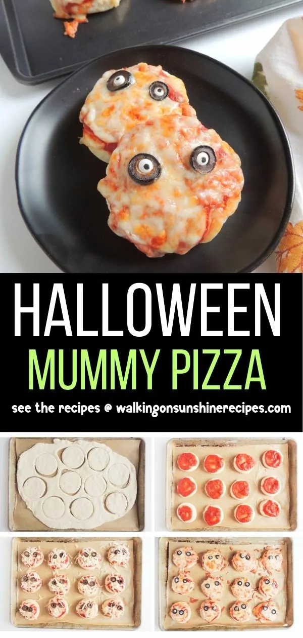 collage photo of mummy pizza.