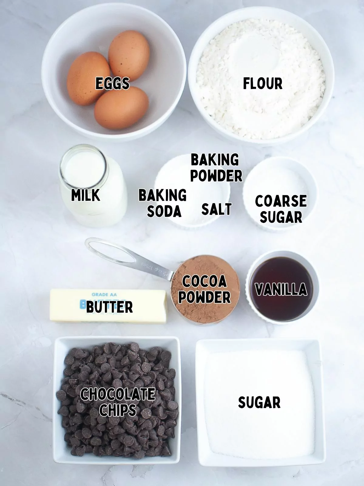 Ingredients for Air Fryer Chocolate Muffins