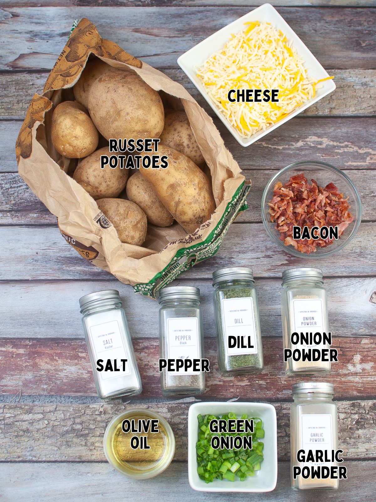 Ingredients for Air Fryer Potato Skins