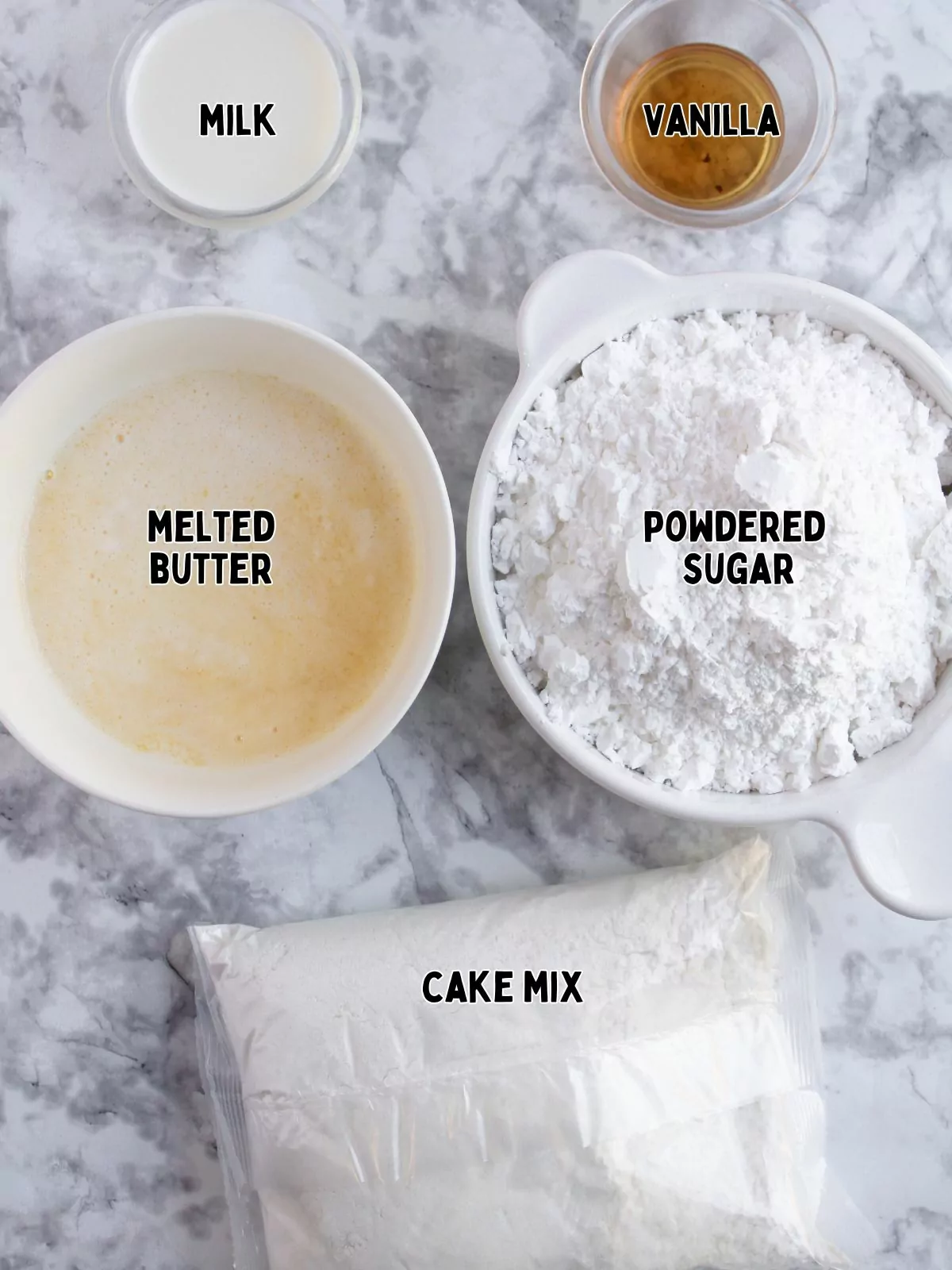 Ingredients for Melting Snowman Cupcakes