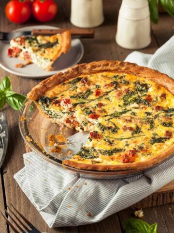 Spinach, Cheese and Bacon Quiche-Cover image.