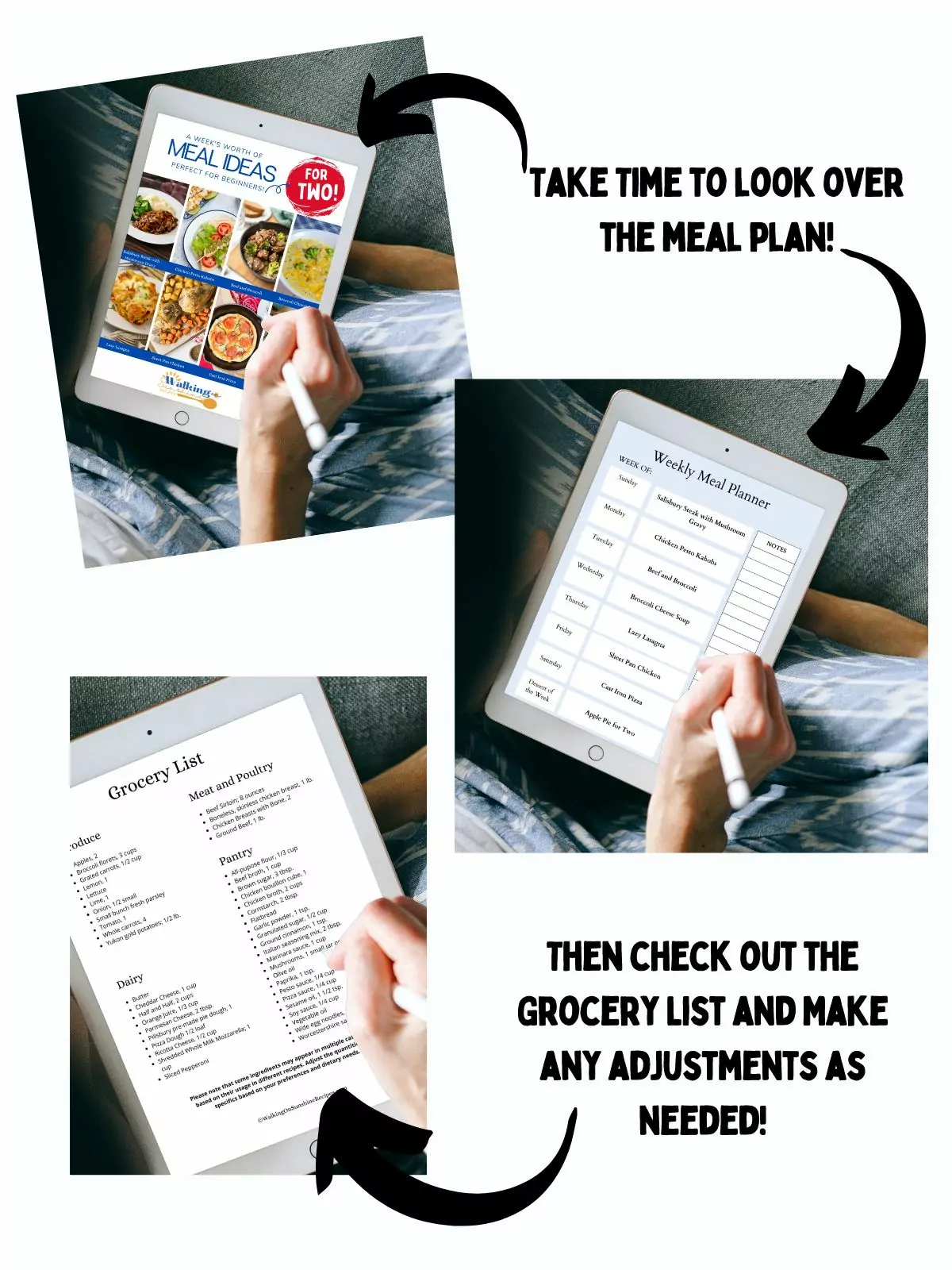 meal plan promo with tablet photos.