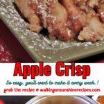Two photos of apple crisp for Pinterest.