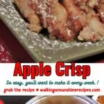 Two photos of apple crisp for Pinterest.