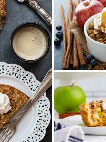 3 different apple recipes in a collage.