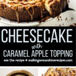 Pinterest collage with 3 different views of cheesecake.