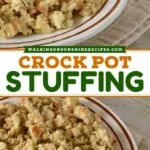 2 different photos in a collage of stuffing served.