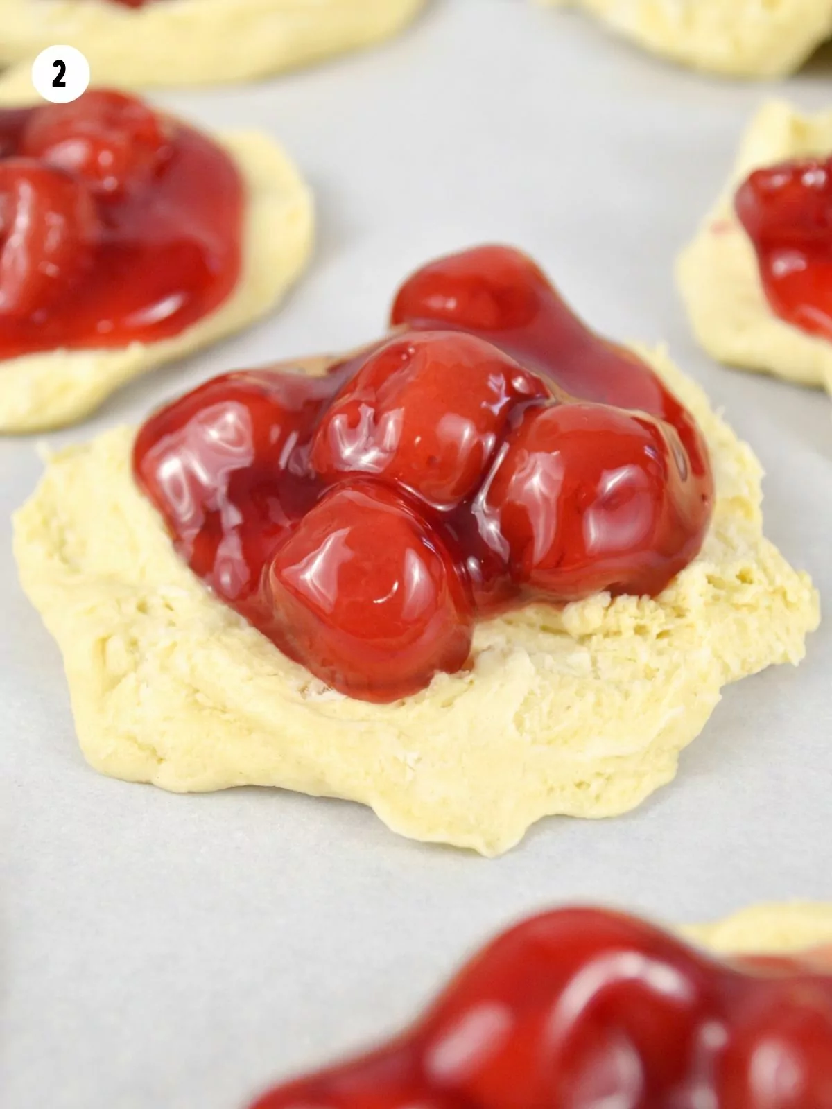 cherry biscuits before baking.