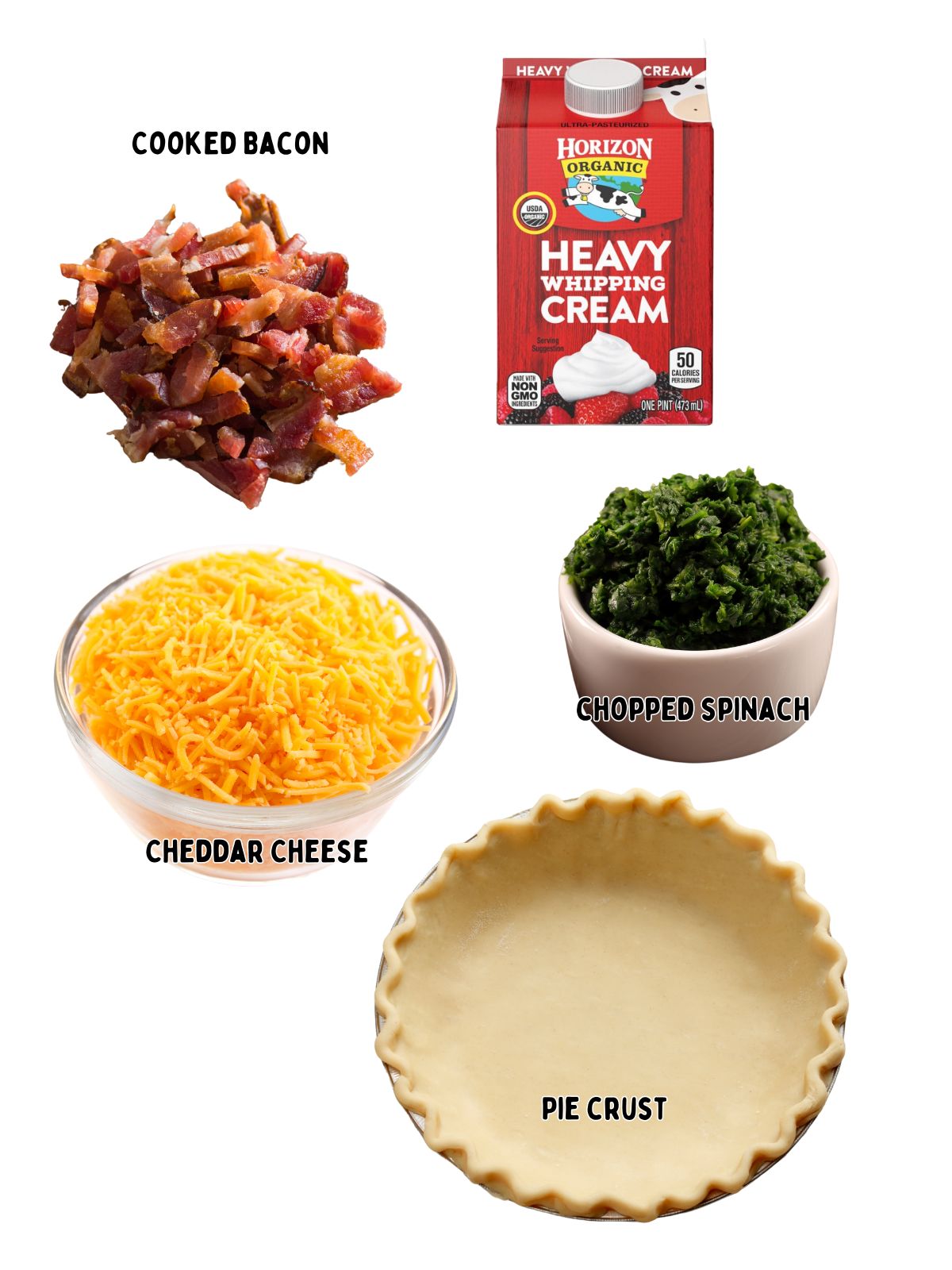 Ingredients for quiche.