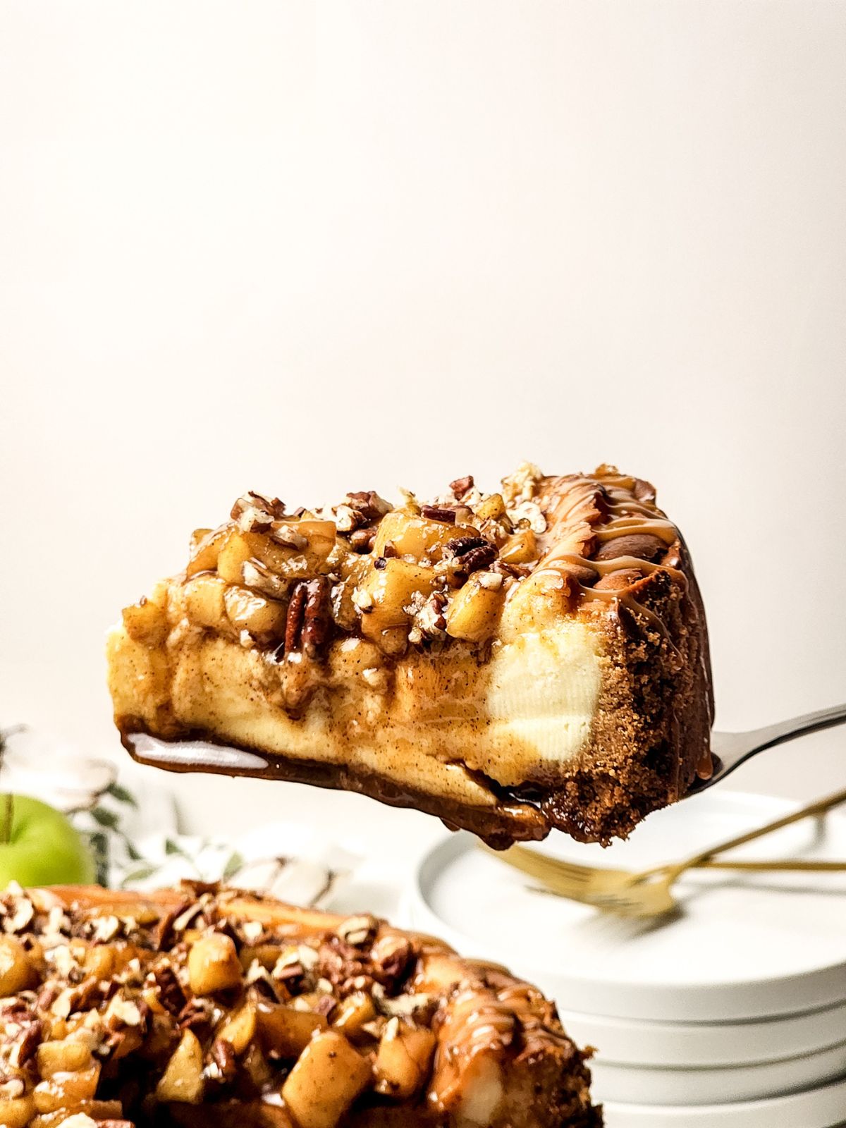 closeup of slice of cake on cake server.