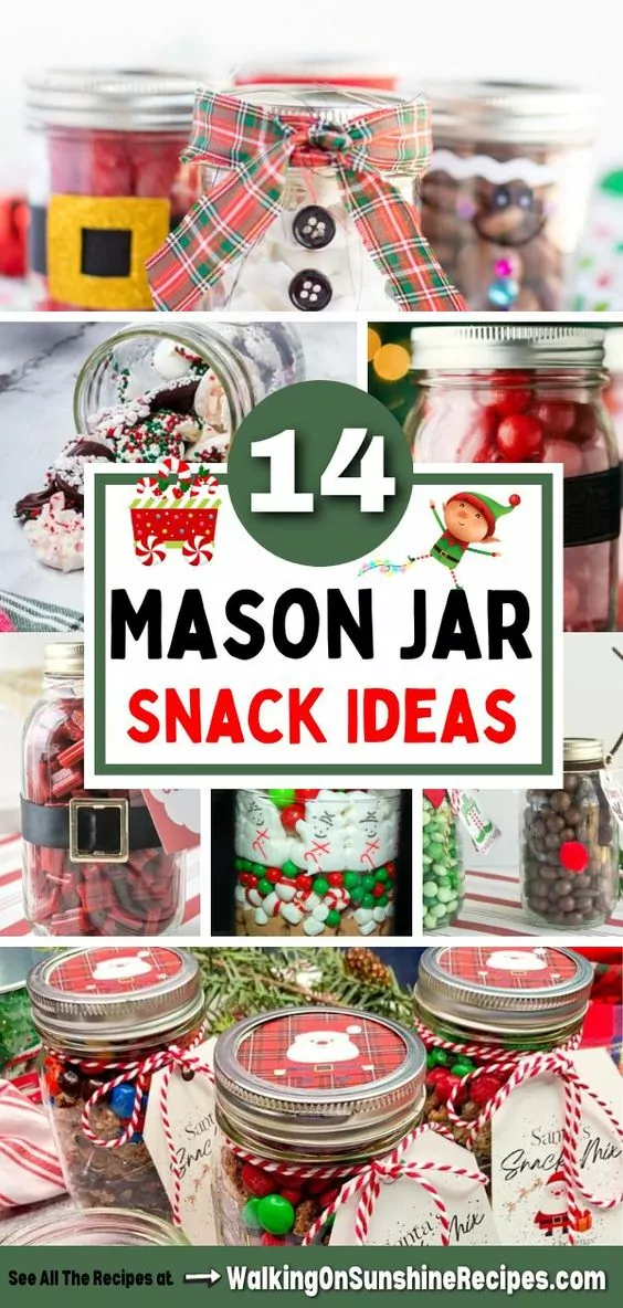 mason jar candy ideas for Christmas gifts.