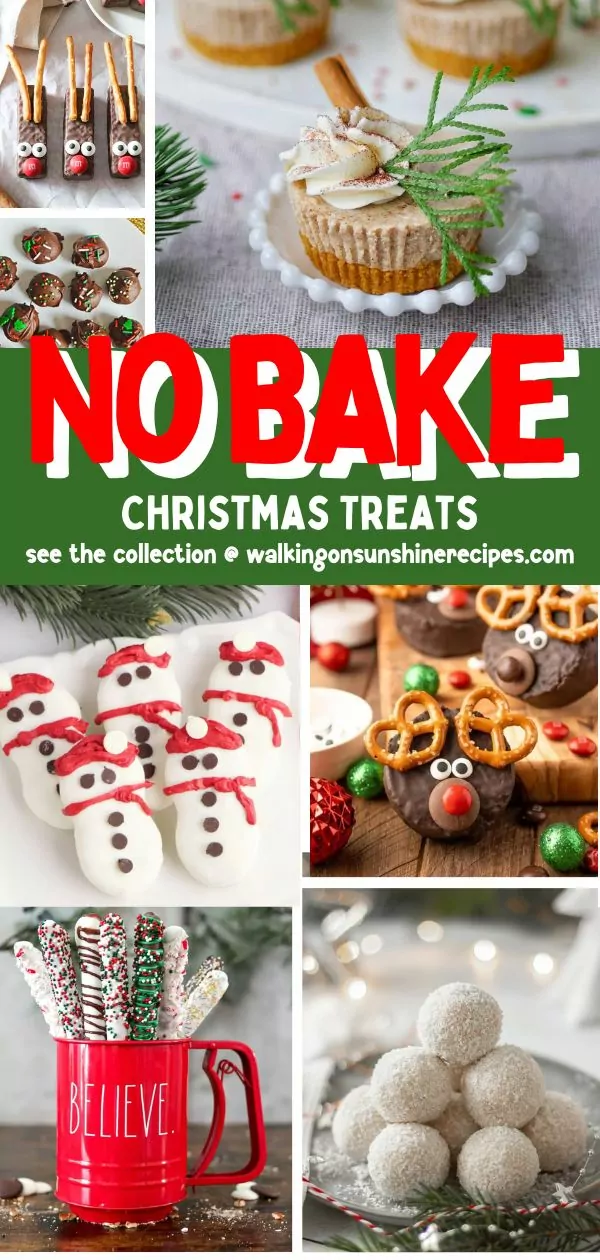 different photos of no bake snacks and cookies for Christmas.