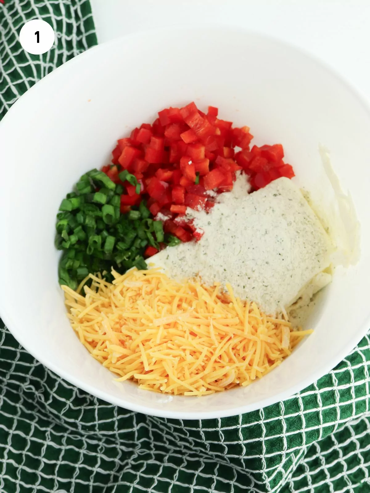 all the ingredients in a mixing bowl