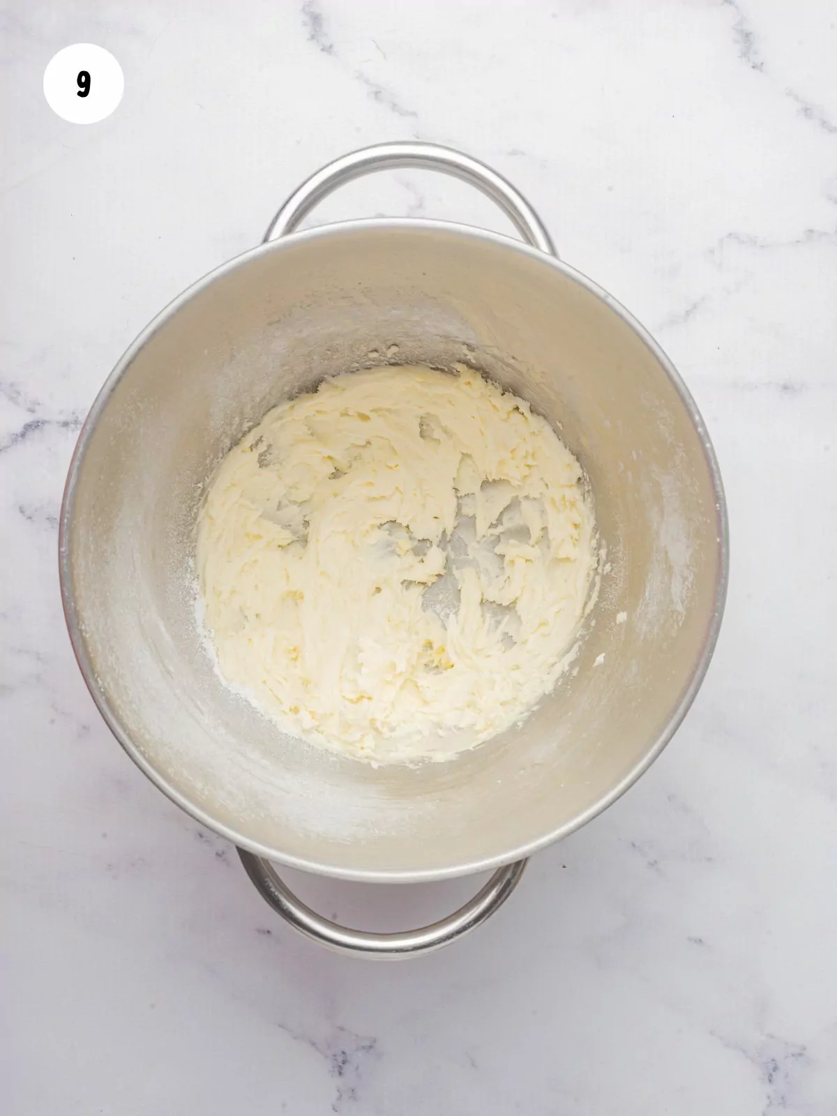 buttercream in mixing bowl