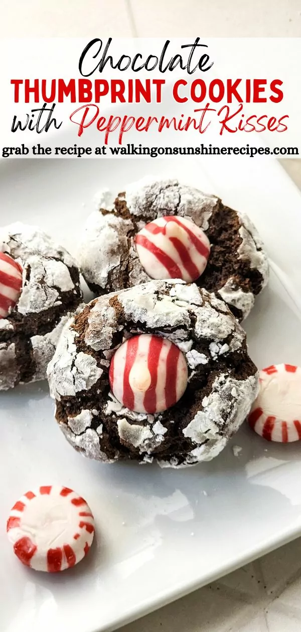 Chocolate Thumbprint Cookies with Peppermint Kisses Pin